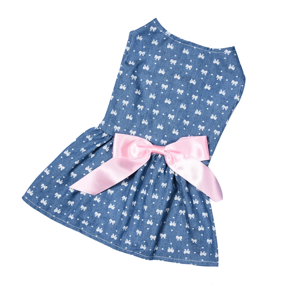 

Dog Dress Skirt For Summer Pet Clothes Fashion Bowknot Design Polyester Vest Small Dogs Outdoor Walking Special Occasion