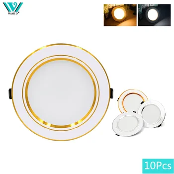 10 ชิ้น/ล็อต LED Downlight ทอง/เงิน/สีขาว 5W 9W 12W 15W 18W โคมไฟเพดาน LED รอบ 12V 24V 110V 220V LED ในร่ม