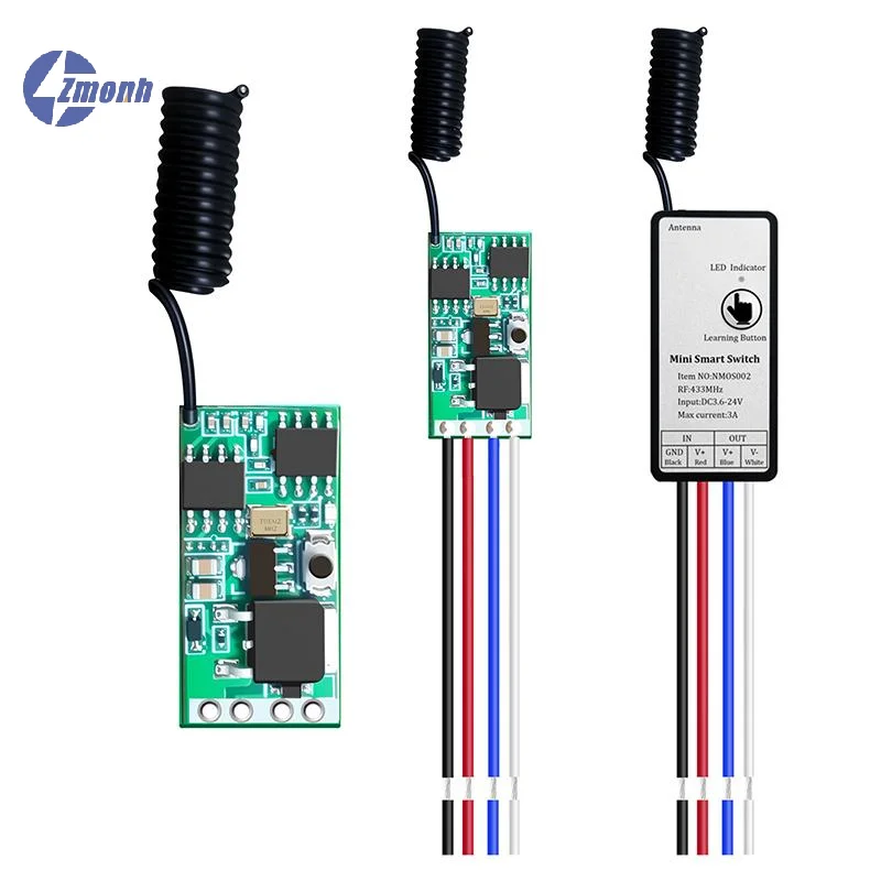 New！433MHz Wireless RF Remote Control DC 3.6-24V Mini Relay Wireless RF Remote Control Switch LED Lamp Controller