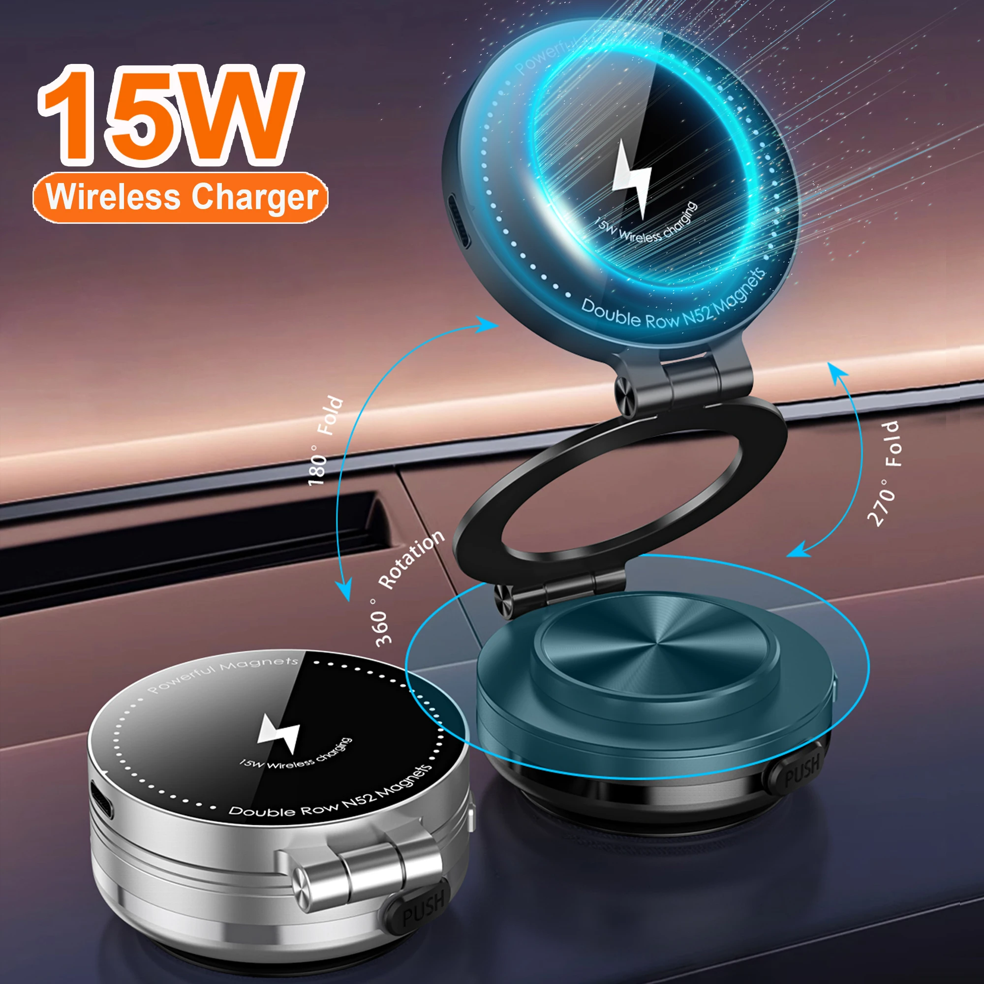 

Складной держатель для телефона, магнитный вакуумный адсорбционный кронштейн, вращение на 360 градусов, GPS-подставка, приборная панель автомобиля, электрическая присоска, поддержка чашки