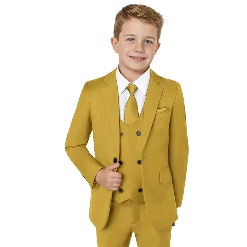 بدلة رسمية للأولاد طقم سهرة بقصة ضيقة 3-16 سنة 3 قطع طقم بدلة للأولاد بطية صدر مدببة لحفلات الزفاف وأعياد الميلاد سترة وسراويل
