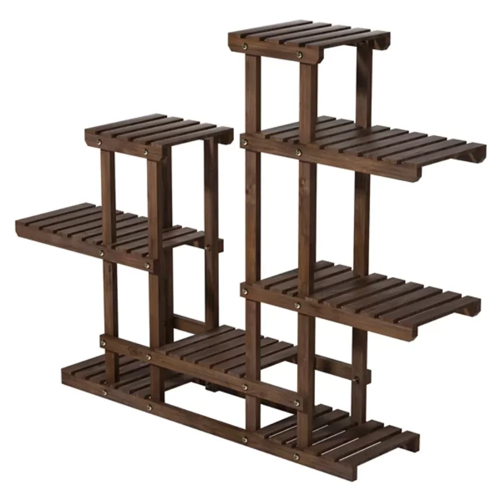 Suporte de exposição de flores e plantas de madeira, novas prateleiras, 6-Tier, 7-Shelf, 38 in