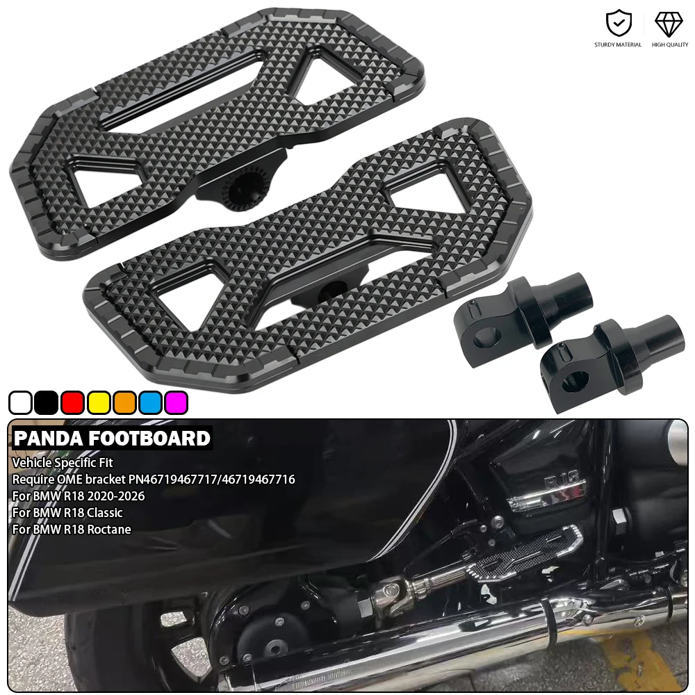 Panda Style Running Board Rear Footboard Passenger Floorboard Wide Footrest Fit For BMW R18 Classic 100 Year Roctane 2020-2026