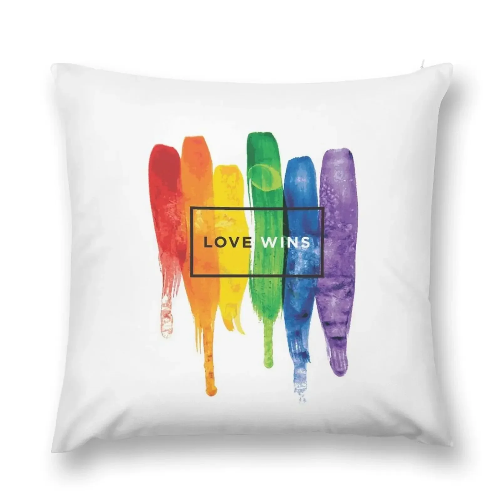 Watercolor LGBT Love Wins Rainbow Paint Typographic Throw Pillow Room decorating items Decorative Cushion New year pillow