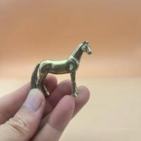 1PC Feng Shui Ornament Antique Brass Solid Long Tail Horse Figurines Copper Zodiac Animal Mini Desktop Decoration Crafts