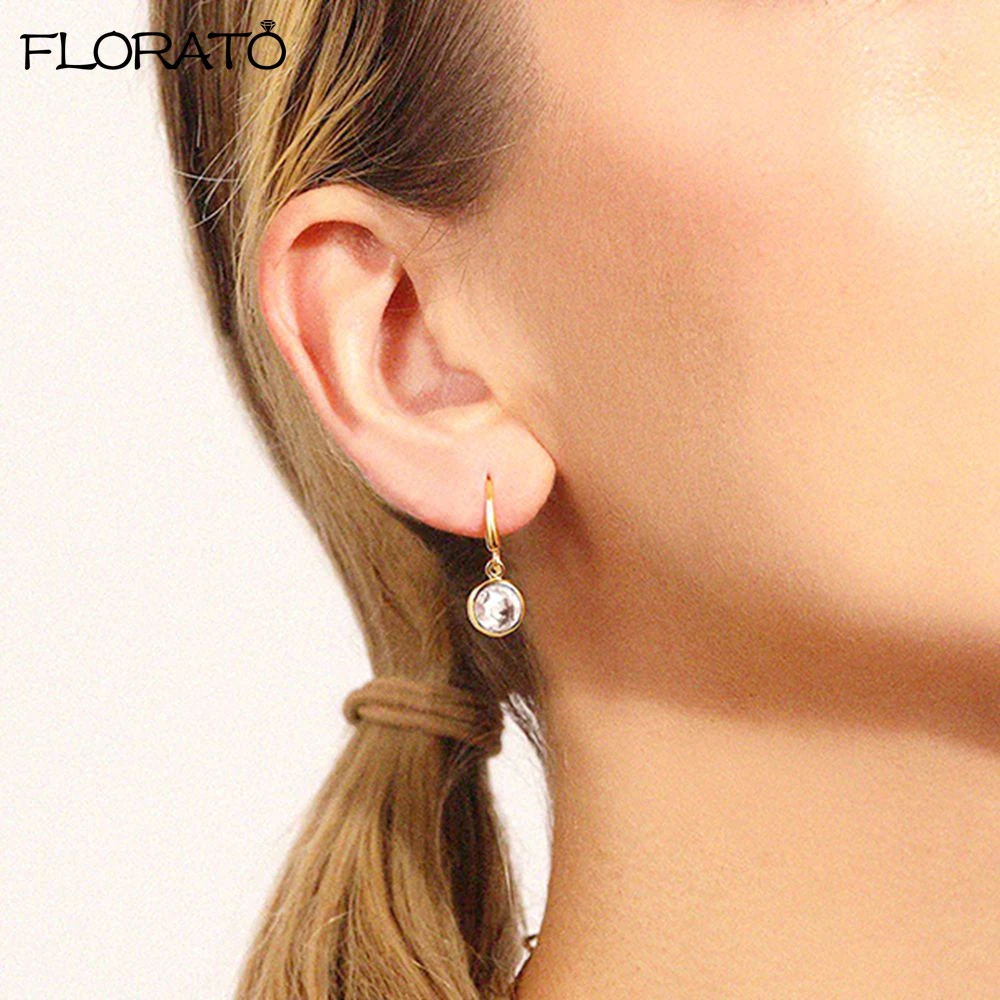 

925 Sterling Silver Needle Simple Disc Dangle Earrings for Women Inlaid CZ Stone Fashion Female Accessories 2025 Daily Jewelry