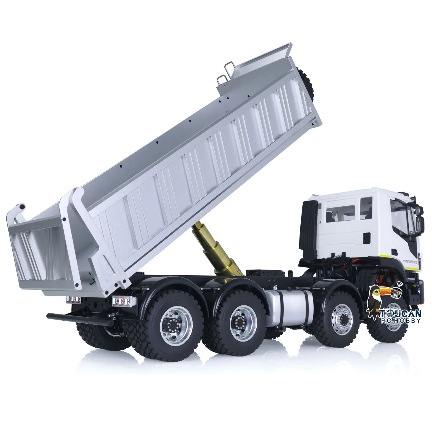 8X8 LESU 1/14 RC Autocarro con cassone ribaltabile idraulico RTR Dumper telecomandato Auto Suono leggero assemblato Giocattoli dipinti per modello adulto THZH1488