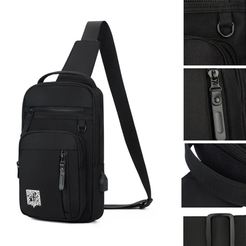 

Men's Multifunction Shoulder Bag USB Cross Body Sling Chest Bags Waterproof Travel Crossbody Pack Messenger for Female