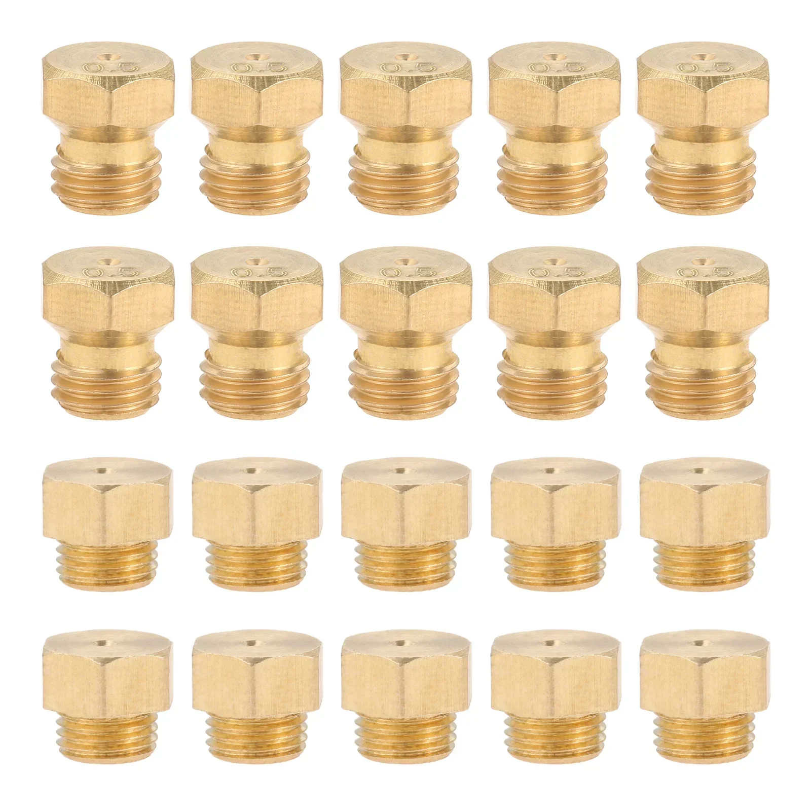 20pcs/set Brass Propane LPG Gas Pipe Water Heater DIY Burner Parts M6x0.75mm/0.5mmx10 + M5x0.5mm/0.68mm x10 Jet Nozzles Replace