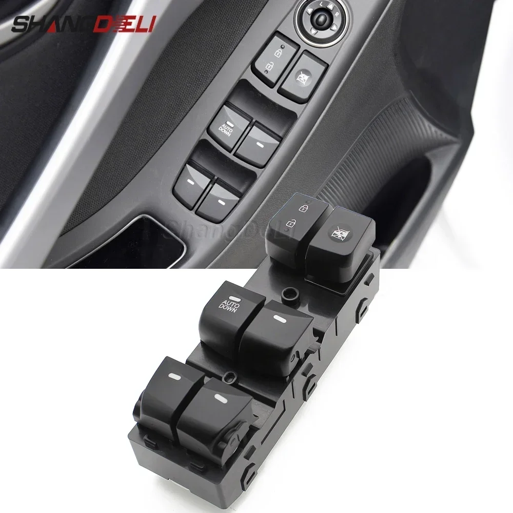 Interruptor de mando de ventanilla eléctrica para Hyundai Elantra, elevalunas con botón botonera elevalunas izquierdo del lado del conductor, 2012, 2013, 2014, 2015, 2016