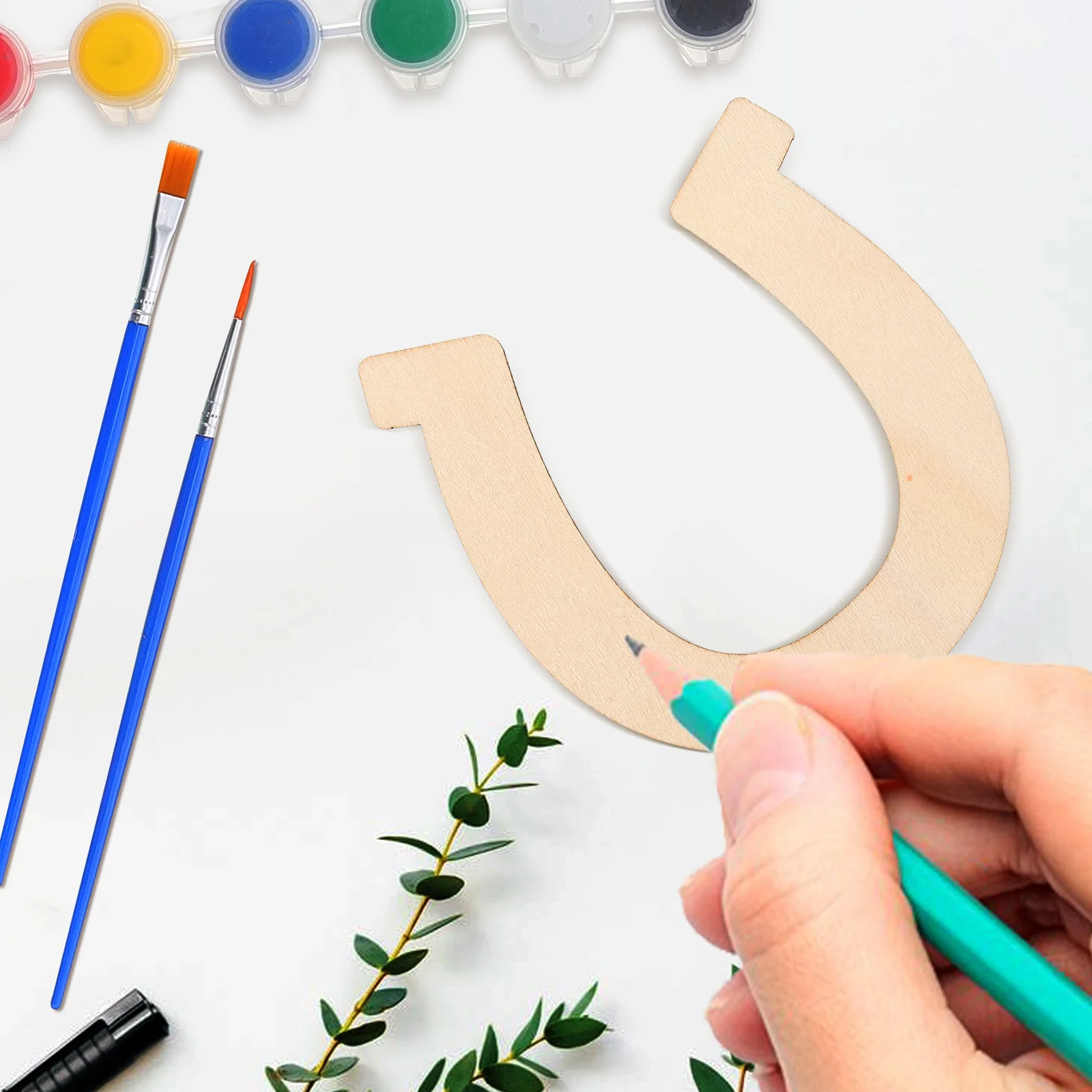 

48Pcs Horseshoe Design Unpainted Wooden Cutouts Lightweight DIY Wooden Slices Double-Sided Paintable Painting Craft