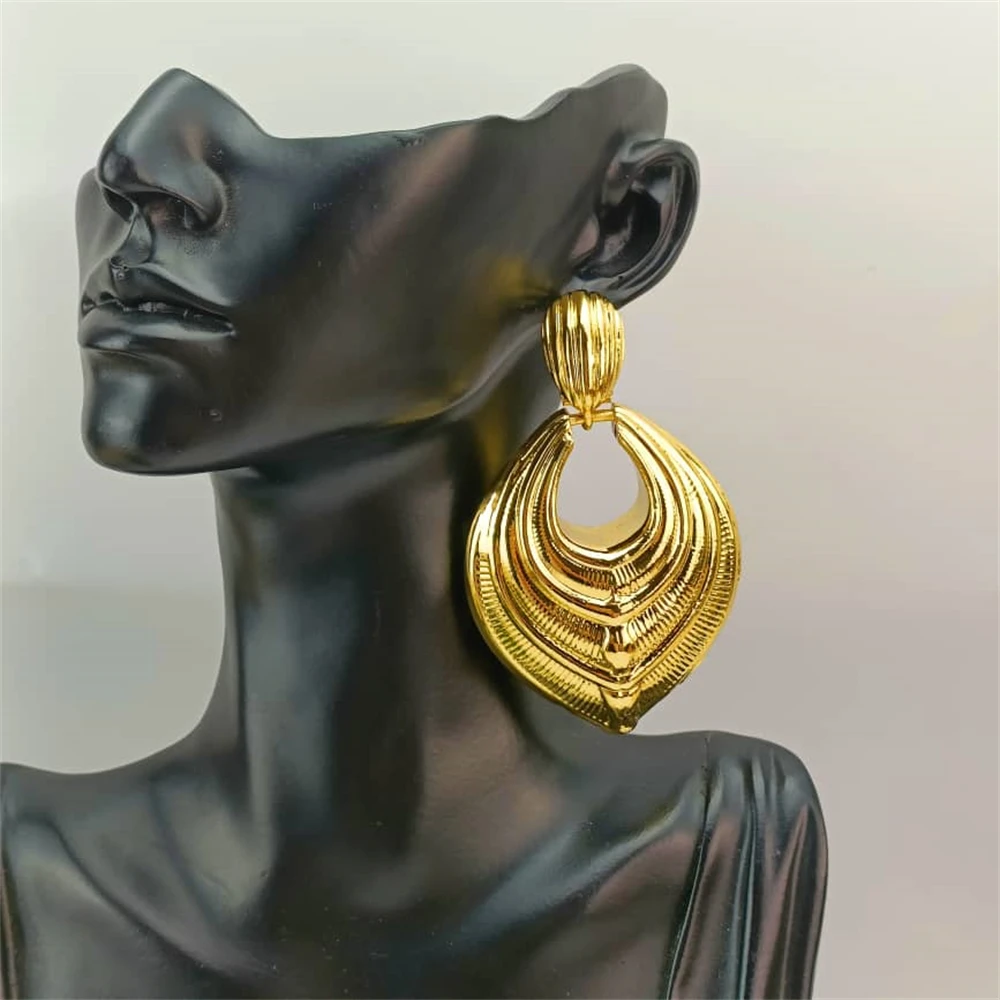 American African Nigeria Fashion Big Drop Earrings Exquisite Copper Large Style For Woman Daily Jewelry Gifts FHK16999