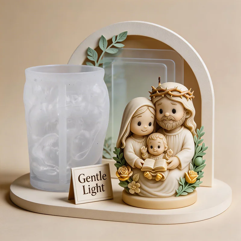 Holy Family Blessing Silicone Candle Mold, Decorative Wax Mold For Candle Making, Easy Demold Gift Craft