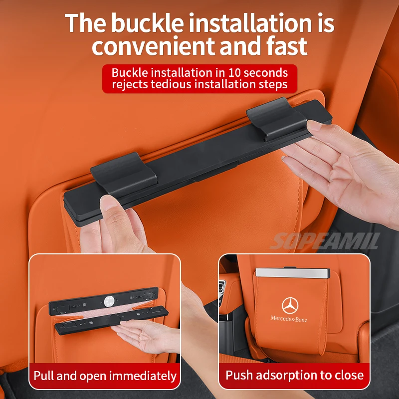 لمرسيدس بنز A C E V S Class Vito CLA CLS GLA GLC GLK GLS SLK ML W203 كيس النفايات للسيارة المقعد الخلفي معلقة تخزين سلة المهملات