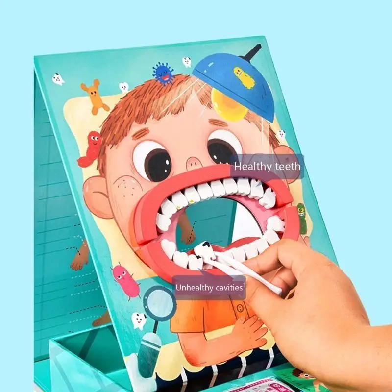 F62d Wooden Doctor for Kids Dentist Playset Toy Medical Fitend Role for Play Educational Imagination for Kids