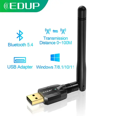 EDUP B3553Plus Bluetooth 5.4 USB Adapter 2.4GHz Wireless Dongle 100M Range for Win 11/10/8/7 PC Desktop High Speed Transmission