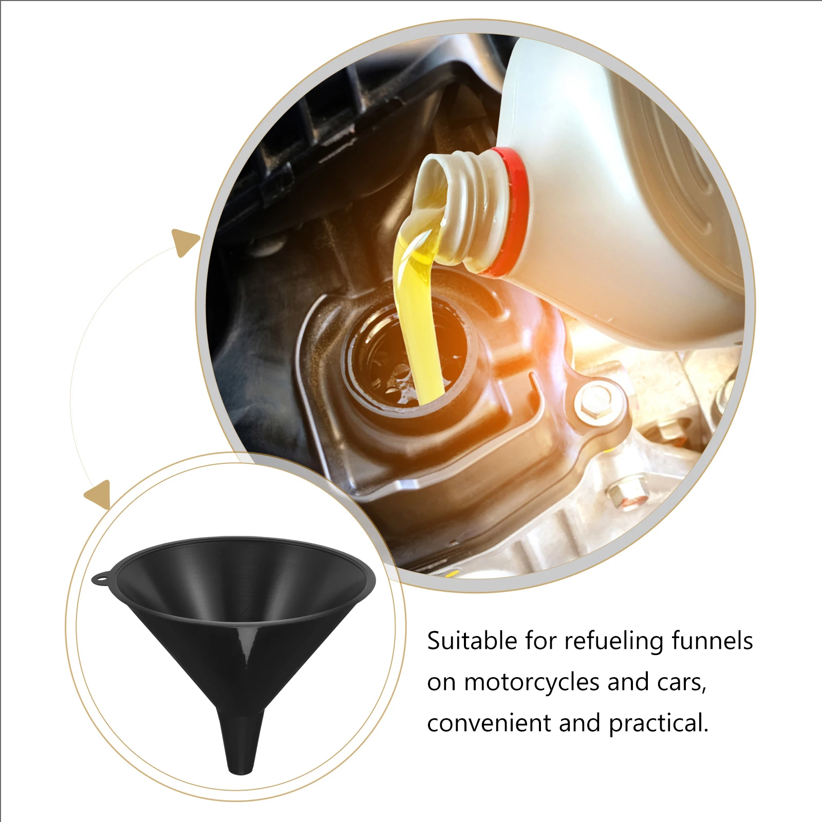 

3pcs Oil Funnel for Motorcycle Cars Plastic Funnels Wide Opening Easy Refueling Household Liquid Pouring Sturdy Tool