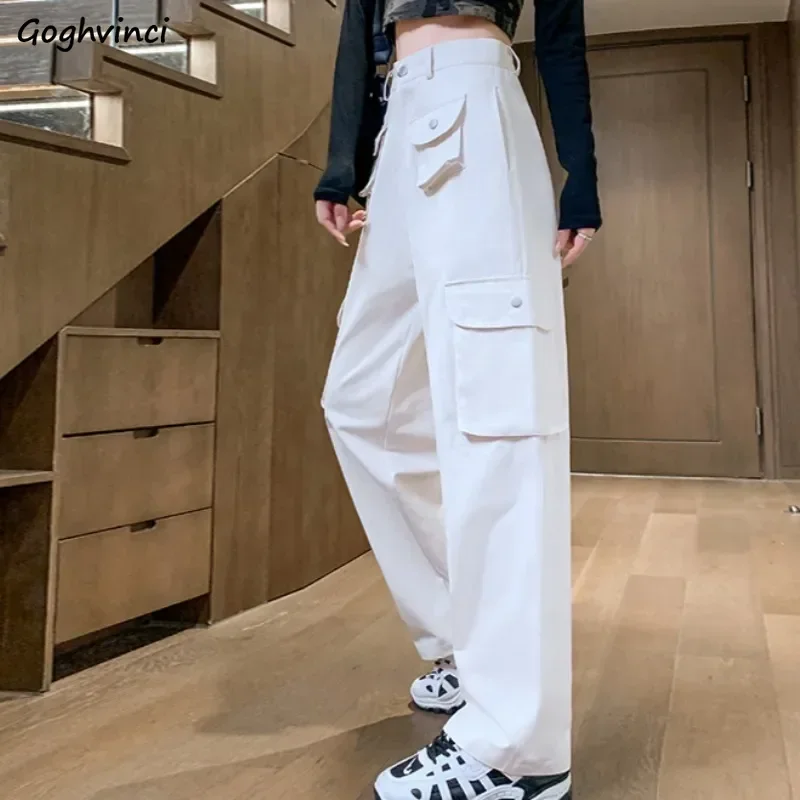 

Cool Pants for Women Korean Safari Style All-match Solid Casual Spring Autumn Young Ins New Pockets Retro High Street Ulzzang