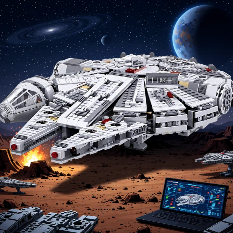 

2025hot 75105 Falcon Spaceship Children's Building Blocks Toy Best Birthday Gift Christmas Gift Party Gift