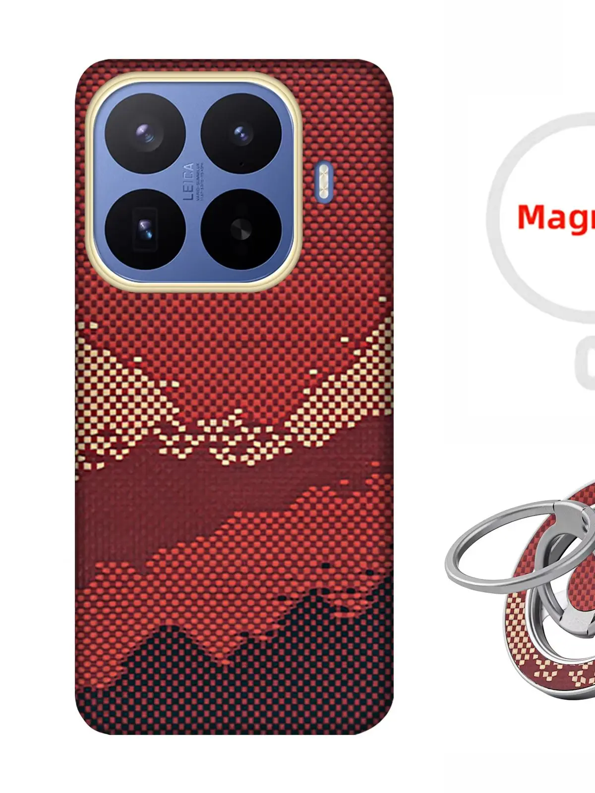 Etui do Xiaomi 17 T Pro/Xiaomi 17 T/Xiaomi 17, wykonane z włókna węglowego 600D, włókna kevlarowego i aramidowego, cienkie, twarde, z magnetycznym zamknięciem, czarne, smukłe, lekkie, czerwone. — zdjęcie produktu 7