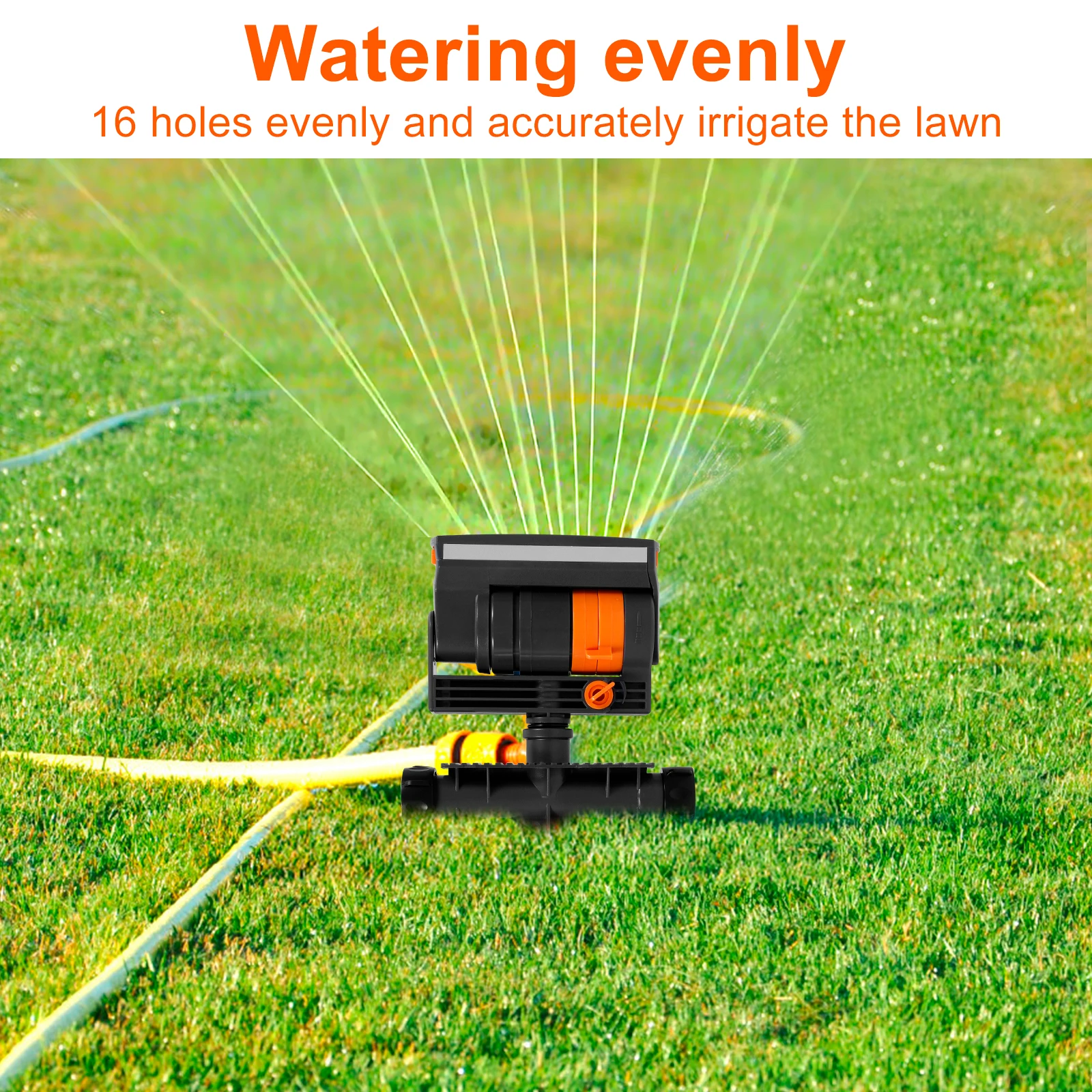 Garden Sprinkler with 16 Nozzles Automatic Oscillating Sprinkler Adjustable Water Flow Rate Water Sprinkler for Home Garden Lawn