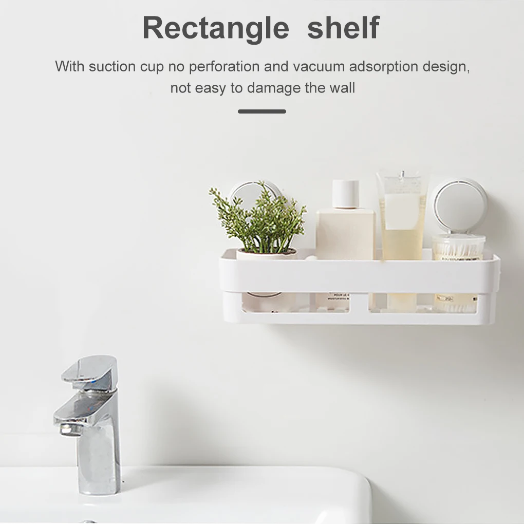 Shower Suction Cup Shelf Basket Punch-Free Wall Mounted Storage Rack Draining Basket Holder for Bathroom Holder Rack