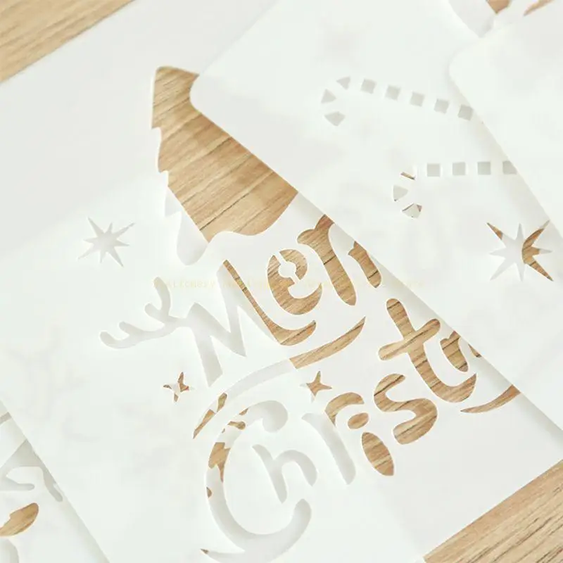 Pack of 12Pcs Small Hollow-out Christmas Painting PET Stencils Set Graffiti Template for DIY Art Handcraft Scrapbooking