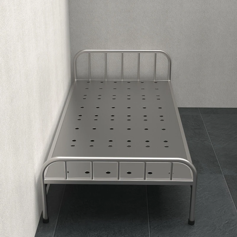 Cama de prisão única, dormitório de centro de retenção de prisão espessada, cama de célula única de aço inoxidável para adultos