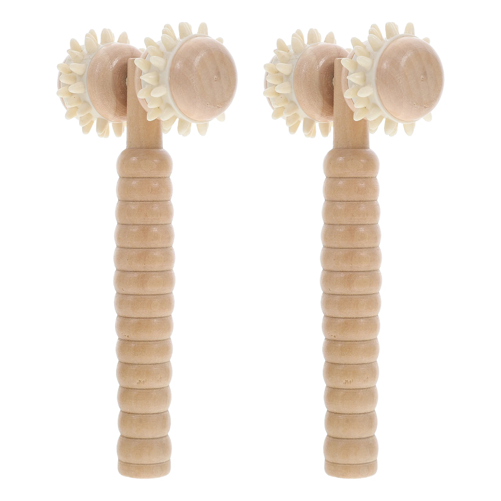 

2pcs Wooden Massage Roller Stick Natural Wood Handheld Foot Back Neck Massager Portable Manual Muscle Relaxation Tool For Travel
