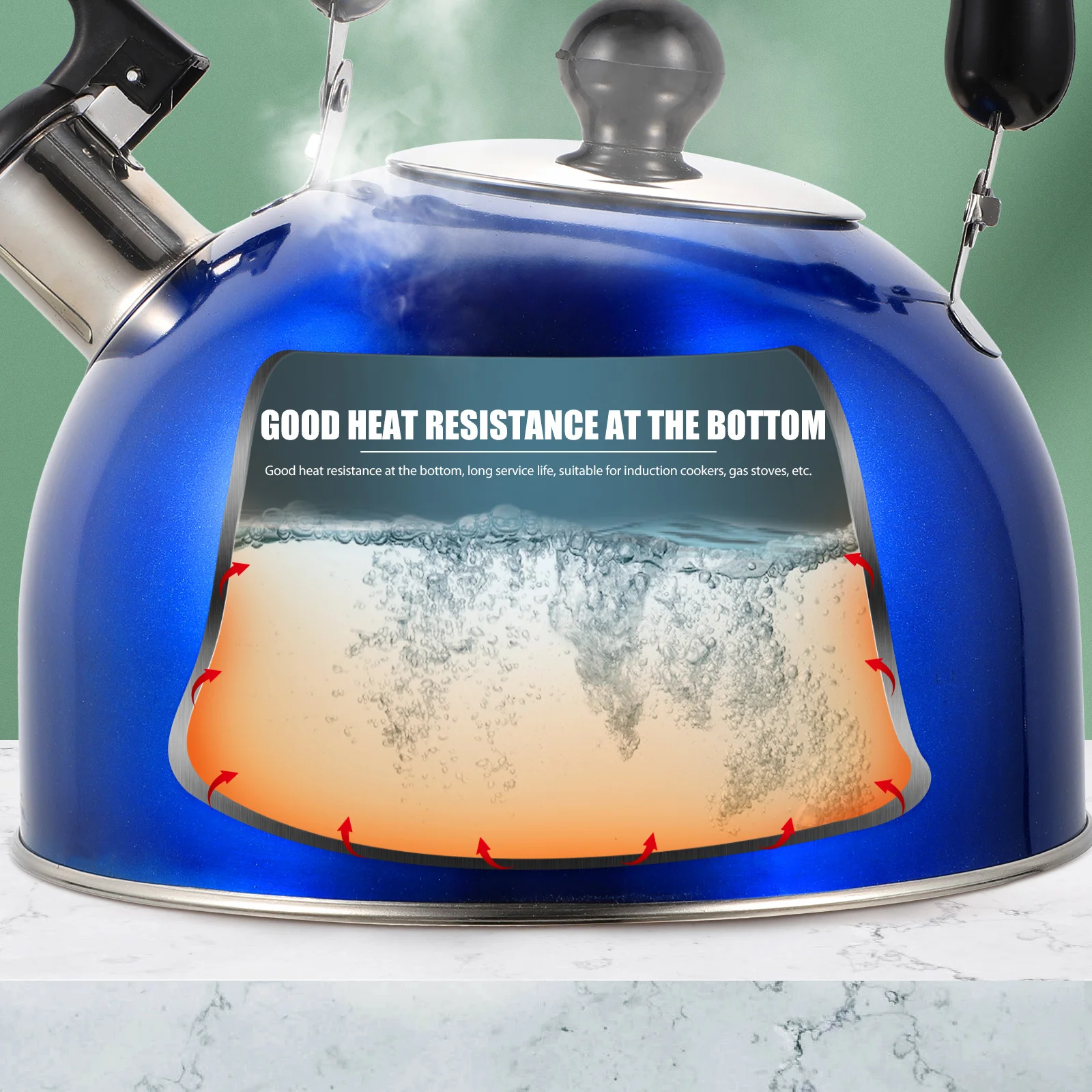 

Stainless Steel Boiling Kettle Pot Heat Resistant Bottom Easy Clean Whistling Pot for Home Kitchen Tea Kettle