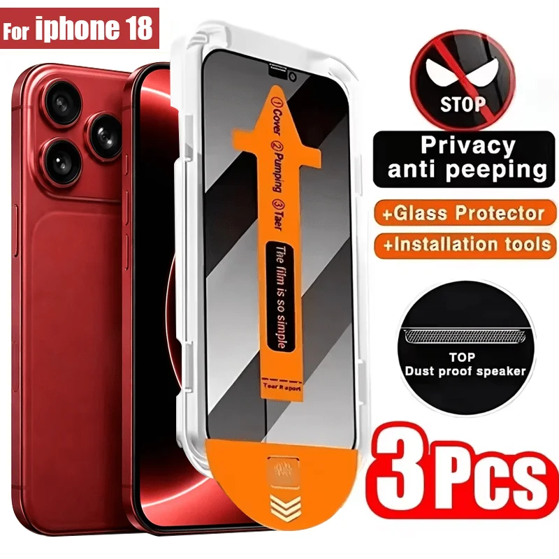 3pcs Oleophobic Coating Dust Free Privacy Screen Protectors For iPhone 18 Pro Max 18 Pro 17 Pro Max 16 15 14 Plus 13 12 11 Glass