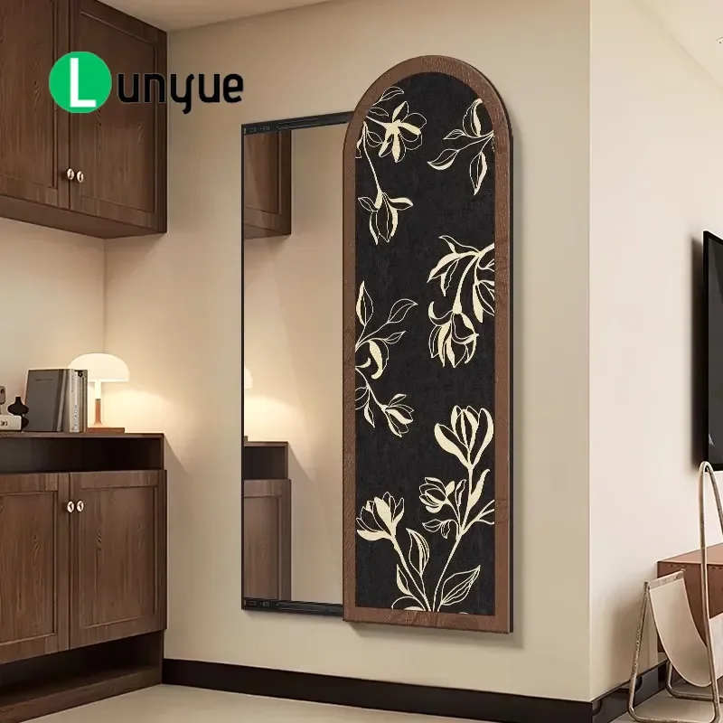 Medieval French Retro Hidden Full Body Mirror Decorative Painting Invisible Push Pull Mural for Entrance Hallway Home Decor