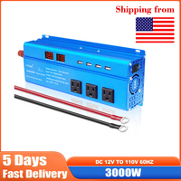 3000W Pure Sine Wave Inverter DC 12V to AC 110V Pure Sine Wave Solar Converter LED Car Power Inverter 3000W Power Supply