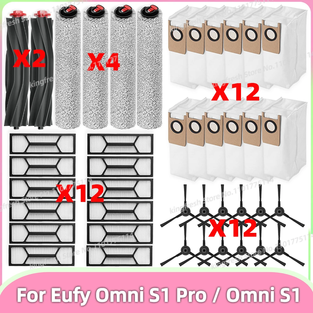 Compatible For ( Eufy Omni S1 Pro / Omni S1 ) Vacuum Parts Main Roller Side Brush Mop Cloth HEPA Filter Dust Bag Accessories