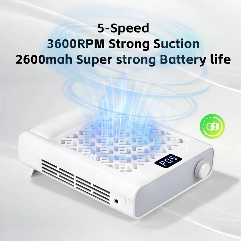 Powerful Suction Wireless Nail Vacuum Cleaner Dust Collector for Nails 3Hour Cordless Use Nail Dust Cleaner with Filter
