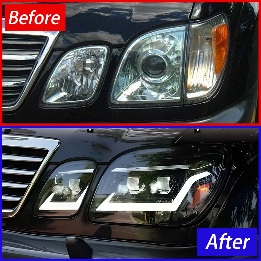 Car Front Lamps For Lexus LX470 1998-2007 LED Auto Headlights Assembly Upgrade High Quality 3 Projector Lens Tool Accessories