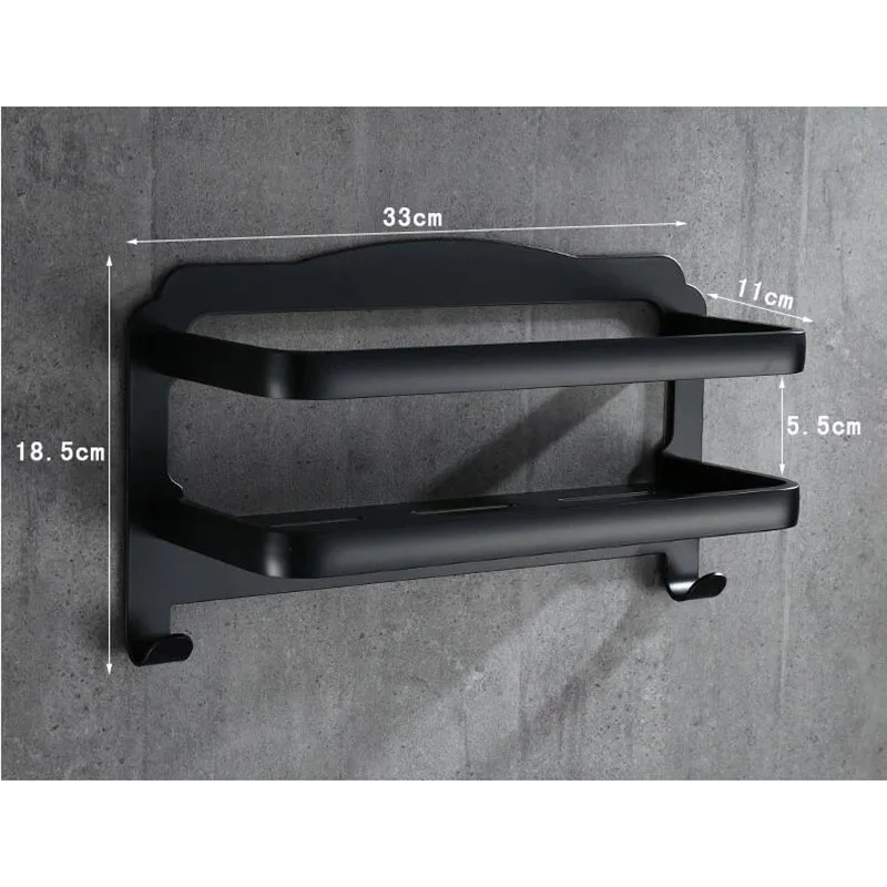 Bathroom Shelf Nail Free Black Aluminum Bathroom Soap Dish Bath Shower Shelf Bath Shampoo Holder Basket Holder Corner shelf