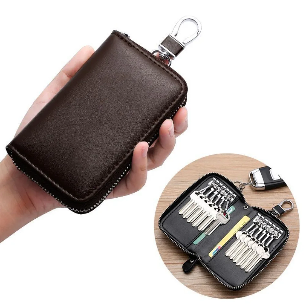 Lightweight Retro Car Key Wallet Portable Card Slot Key Storage Pouch Simple Buckle PU Key Holder Commuting Use