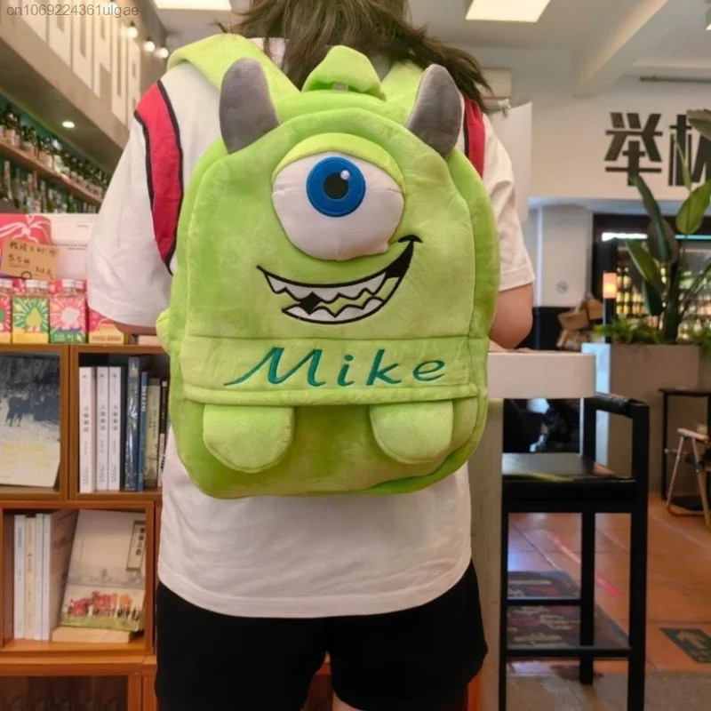 Disney Cartoon Big Eyed Mike Cute Plush Backpacks Sullivan Monster University Y2k Girl Korean Style Double Shoulder Bag Kawaii