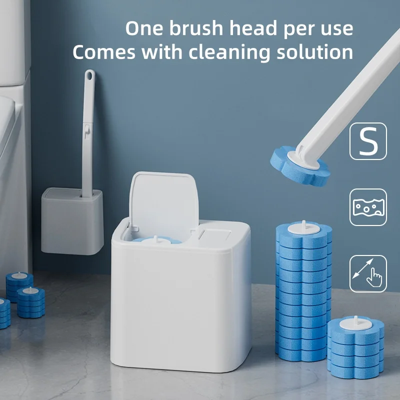 

24Pcs Toilet Brush Disposable Replacement Head Cleaning Kit Toilet Bowl Brush Long Handle Home Wc Accessories Tool