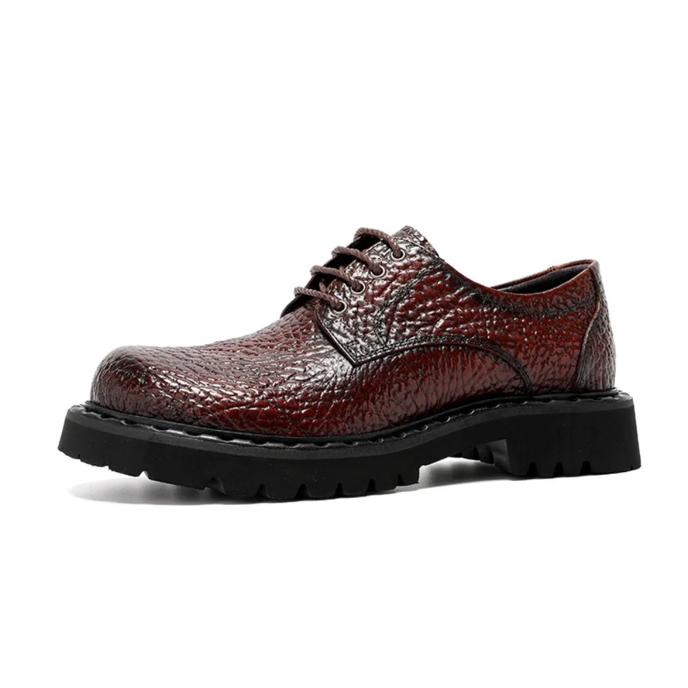 

Mens Genuine Leather Derby Shoes Thick Sole Height Increasing Casual Formal Business Leather Shoes Big Head Trendy