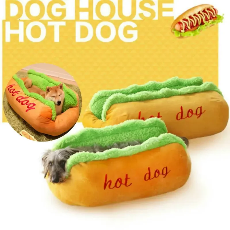 Funny Hot Dog Bed Winter Warm Pet House Creative Fashion Sofa Cushion Supplies Puppy Cat Soft Sleeping Mat Cozy Dogs Nest Kennel