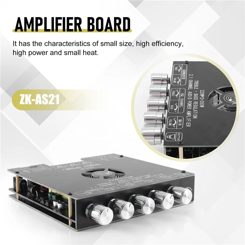 ZK-AS21 Digital Bluetooth Audio Amplifier Board Subwoofer 220Wx2+350W 2.1Channel TPA3255 Audio Power Amplifier Module