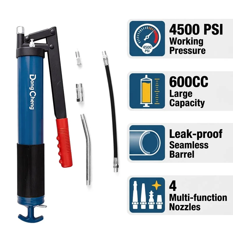 600CC Grease Gun Seamless Copper Barrel Precision Thread No-Leak Anti-Strip Heavy Duty Corrosion Resistant Head Multi-Use Tool - view 5
