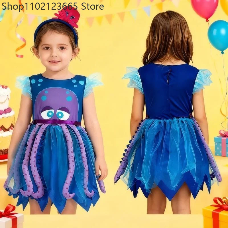 

2026 Enfant Funny Cosplay Anime New Quick Wear Octopuses Outfit For Fast Changes Chica Role Play Halloween Carnival Party Set