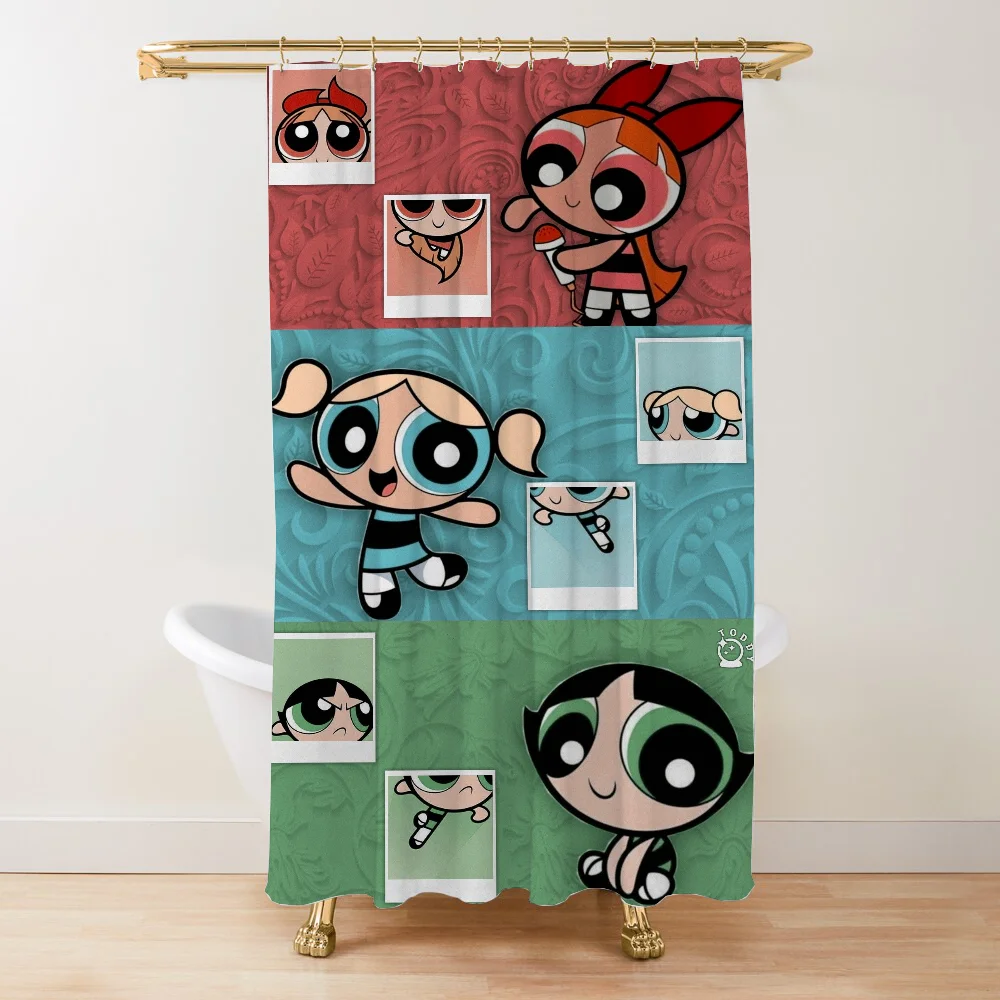 The Powerpuff Girls Shower Shower Curtain for Bathroom Folding Partition Curtains Accessories Bath Bedrooms Houses Rooms Quarto