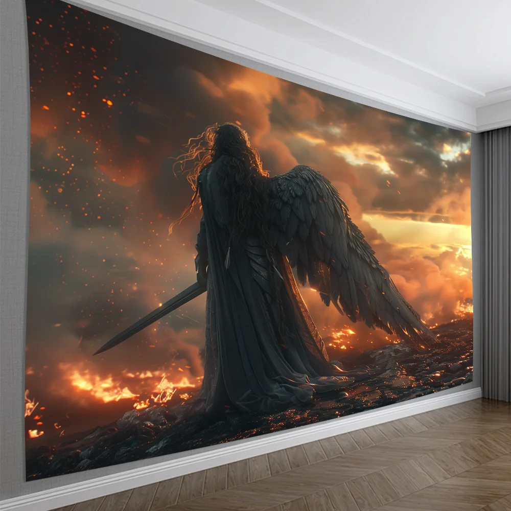 Angel Armor Pattern Digital printing polyester wall hanging tapestry decorative Living room bedrooms Office background gift