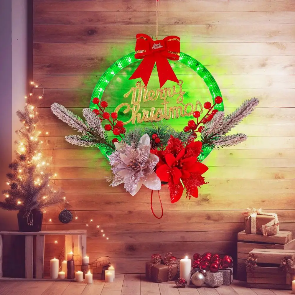 

Light-up Christmas Wreath Waterproof Christmas Wreath Handcrafted Battery-operated Christmas Wreath Glowing Led Lights Berries