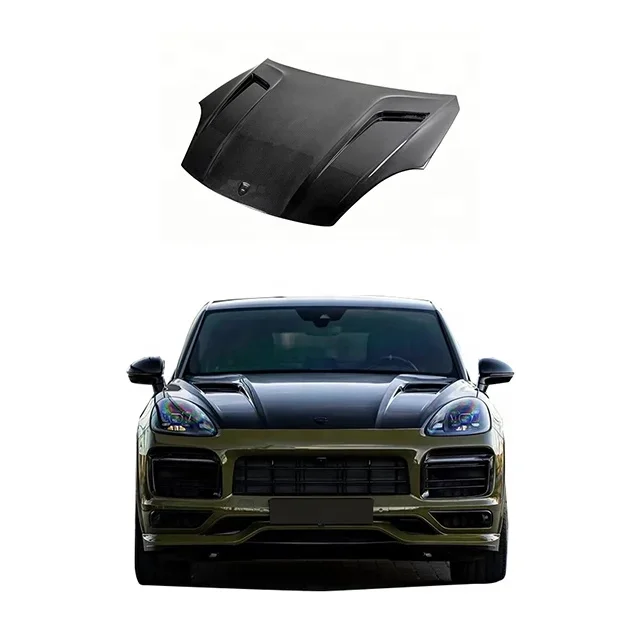 Dry Carbon Fiber Engine Hood For Porsche Cayenne 9Y0 Bonnet Hood Carbon Hood