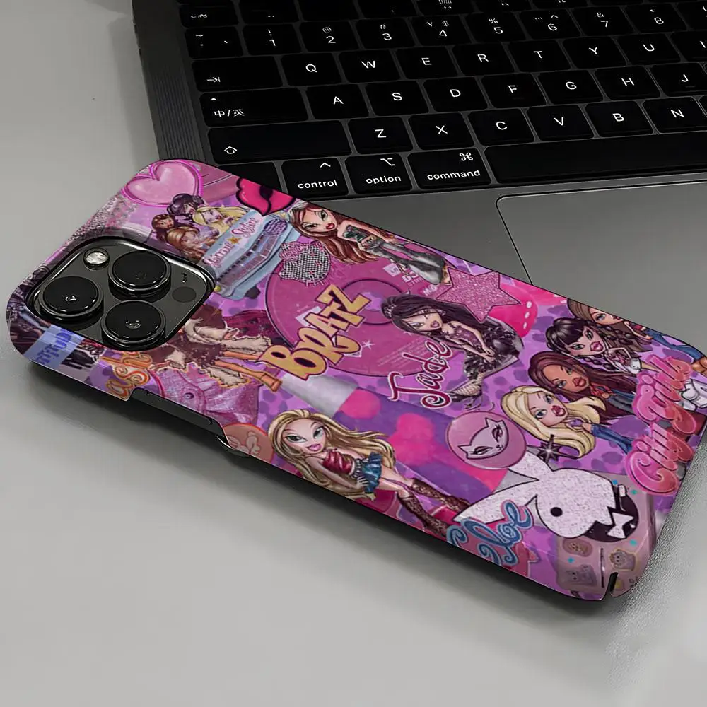 Modne etui na telefon Lovely Doll Bratz Hot dla iPhone 16 15 14 13 12 11 Plus Pro Max Mini Glossy HD Hard Film Shell Cover